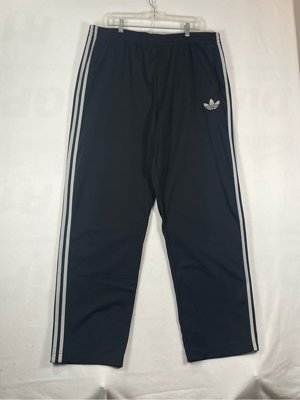 Adidas Firebird Trefoil Black Gray Stripes Track Pants Baggy Sz 2XL 38W/31.25L
